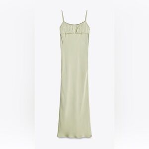 Elegant Sage Green Satin Slip Dress